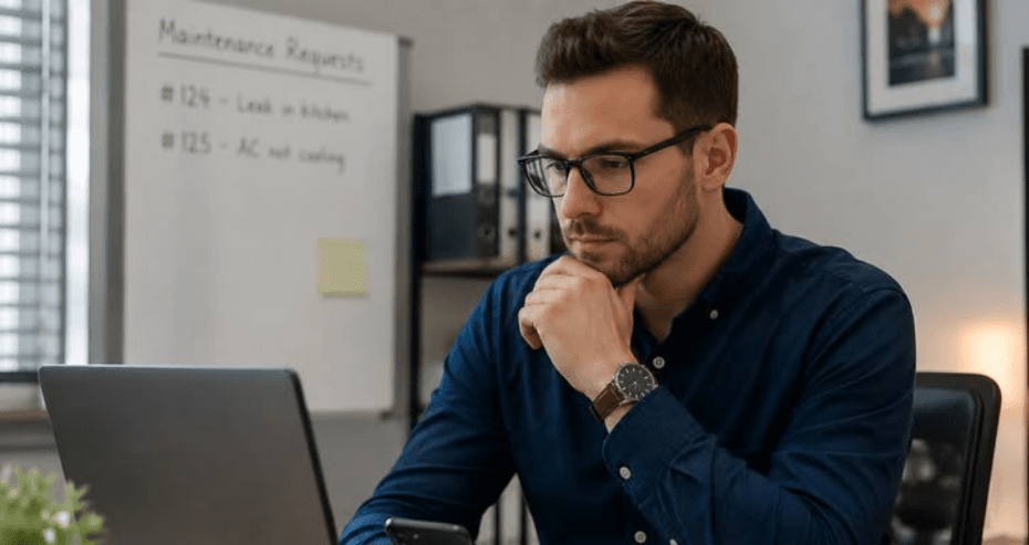 Profissional analisando informações de investimento em notebook no escritório
